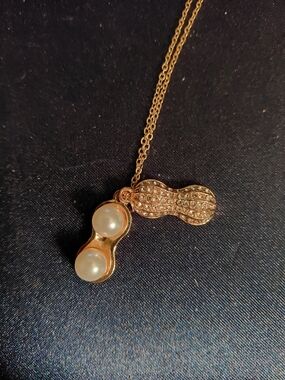 Source Unknown Gold-Tone Double Pearl Pendant Necklace
